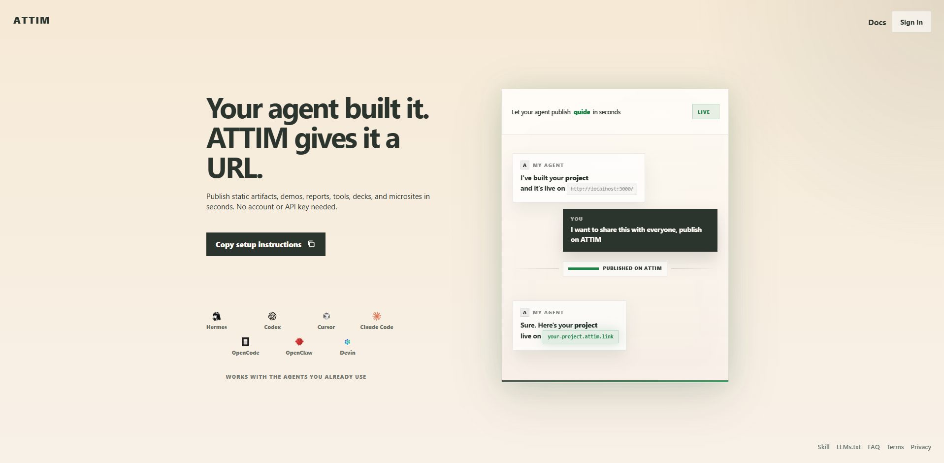 ATTIM landing page preview